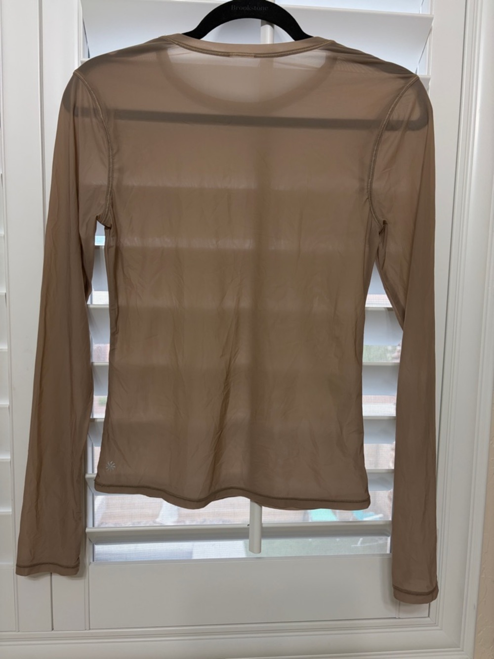 Athleta Apero Mesh Top Long Sleeve Brownstone Sheer in Taupe - Picture 4 of 14